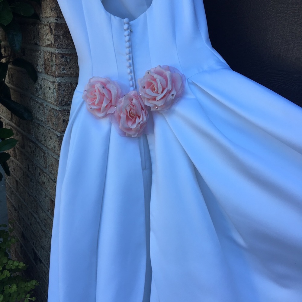 White dress with pink flowers